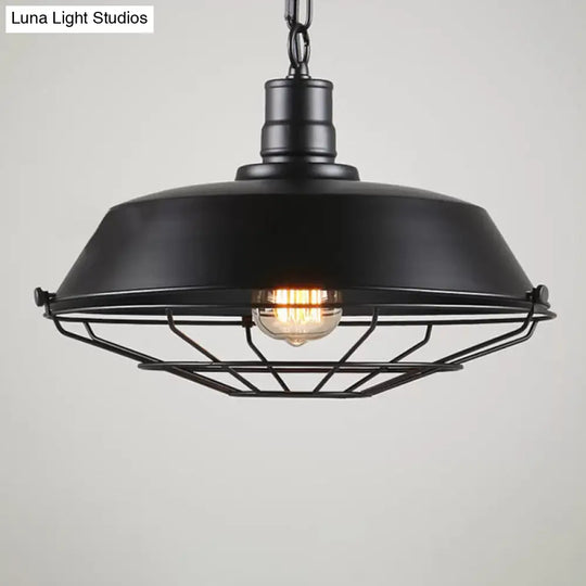 Single Pendant Light Kit With Tapered Cage In Black/Rust - Available 3 Sizes (10’/14’/18’)