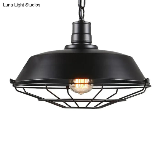 Single Pendant Light Kit With Tapered Cage In Black/Rust - Available 3 Sizes (10’/14’/18’)