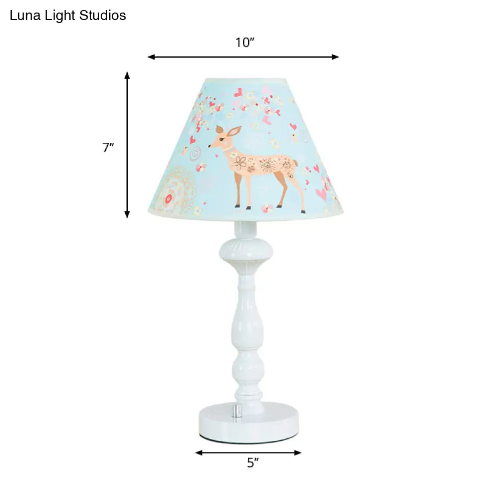 Sky Blue Tapered Shade Study Light - Fabric Reading For Dormitory