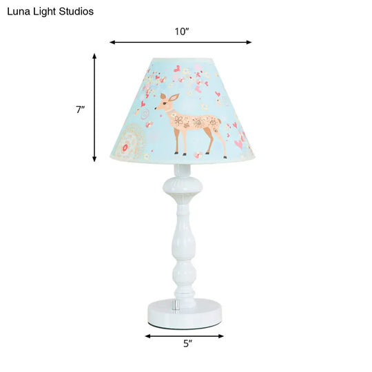 Sky Blue Tapered Shade Study Light - Fabric Reading For Dormitory