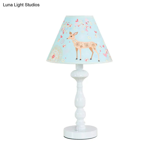 Sky Blue Tapered Shade Study Light - Fabric Reading For Dormitory