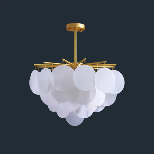 Skyla - Tiered Discs Modern Dining Room Suspension Chandelier In Brass-White 8 / Brass Acrylic