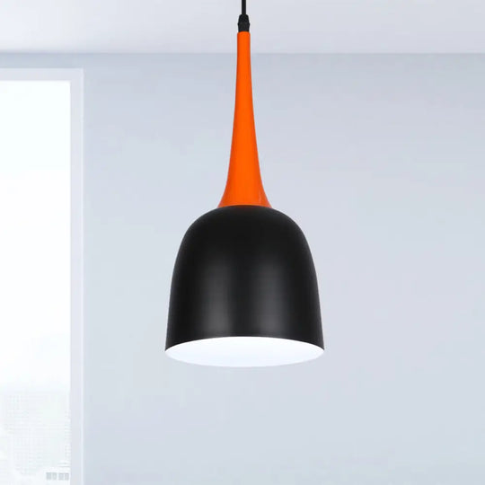 Sleek 1-Head Pendant Light - Bucket Iron Ceiling Fixture For Dining Room Warehouse Black/White/Pink