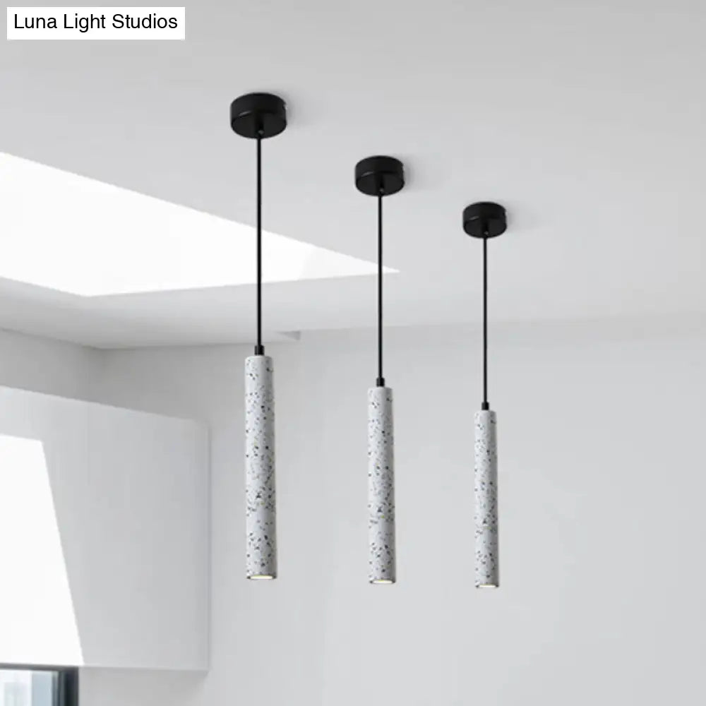 Sleek 1-Light Cement Tube Pendant Ceiling Light For Dining Room