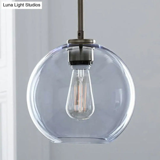 Sleek 1-Light Suspension Pendant With Globe Glass Shade - Perfect For Dining Room Ceilings