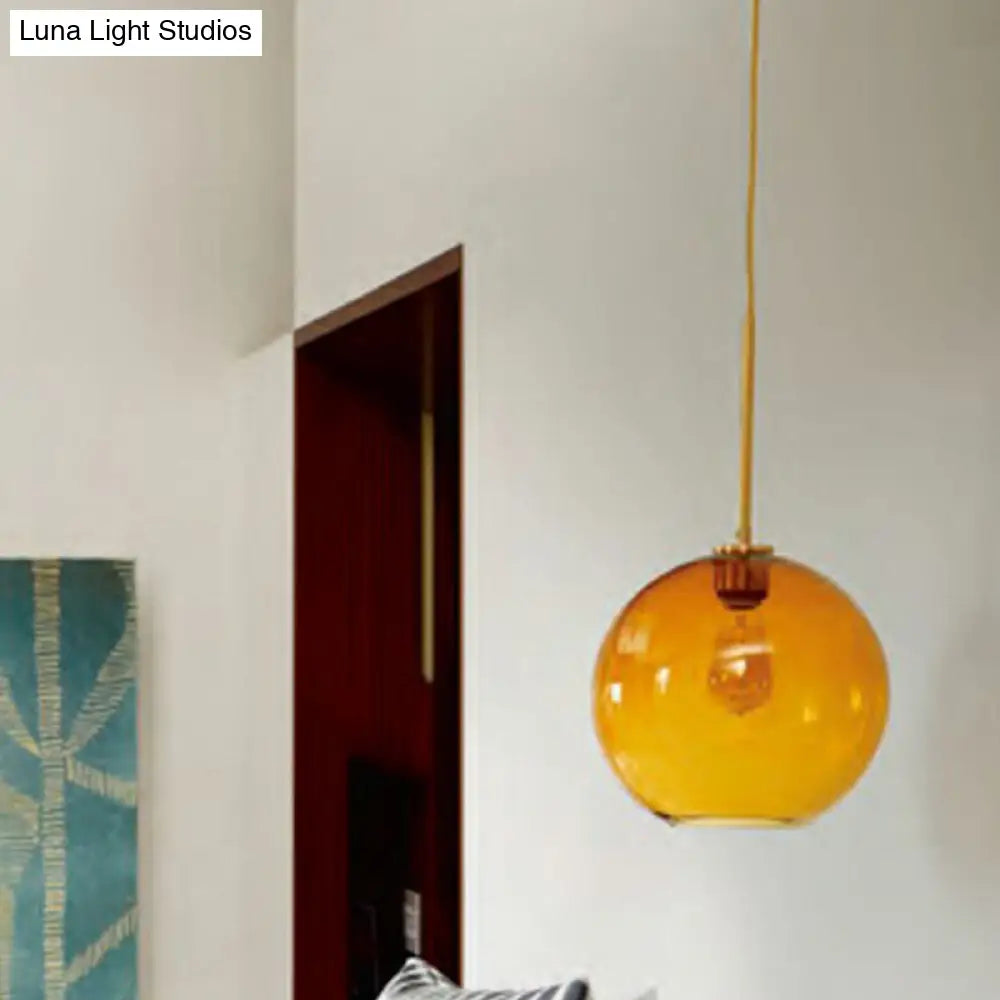 Sleek 1-Light Suspension Pendant With Globe Glass Shade - Perfect For Dining Room Ceilings