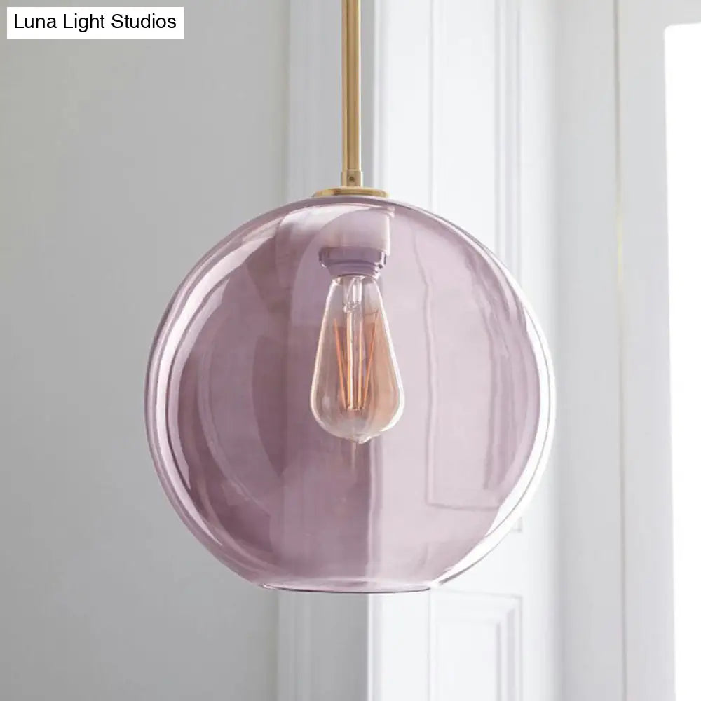 Sleek 1-Light Suspension Pendant With Globe Glass Shade - Perfect For Dining Room Ceilings Pink