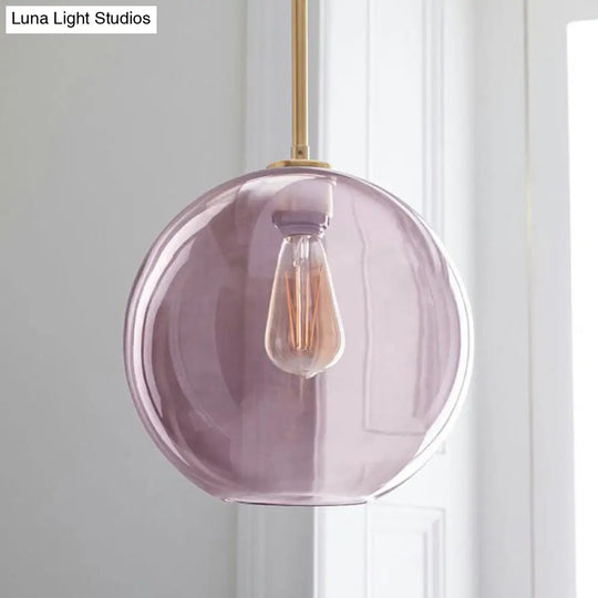 Sleek 1-Light Suspension Pendant With Globe Glass Shade - Perfect For Dining Room Ceilings Pink