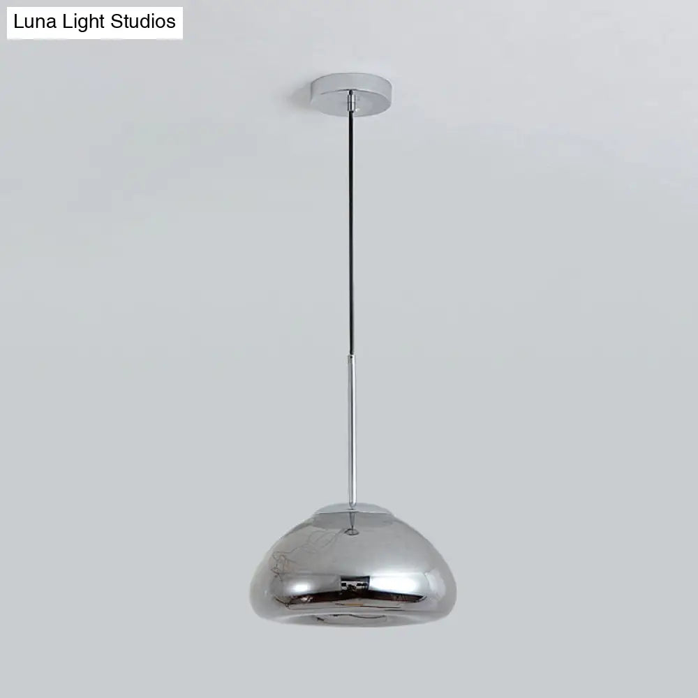 Minimalist Glass Pendant Light With Domed String Suspension - 1 Head Drop Lamp