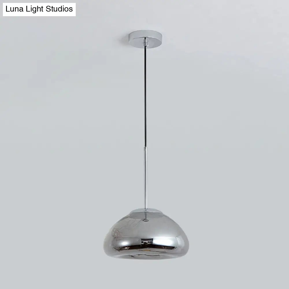 Sleek 1-Light Pendant Lamp With Glass Shade: Minimalist Elegance