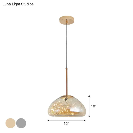 Sleek 1-Light Pendant Lamp With Glass Shade: Minimalist Elegance