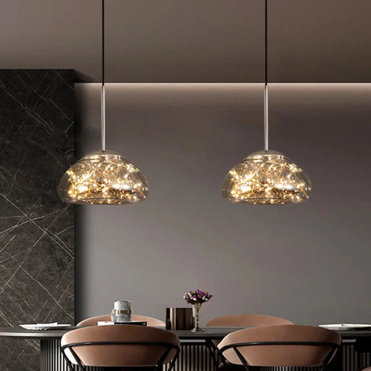 Sleek 1-Light Pendant Lamp With Glass Shade: Minimalist Elegance Gold