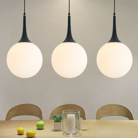 Sleek 1-Light Suspension Pendant: Minimalist Glass Hanging Light For Dining Room Black / 8’