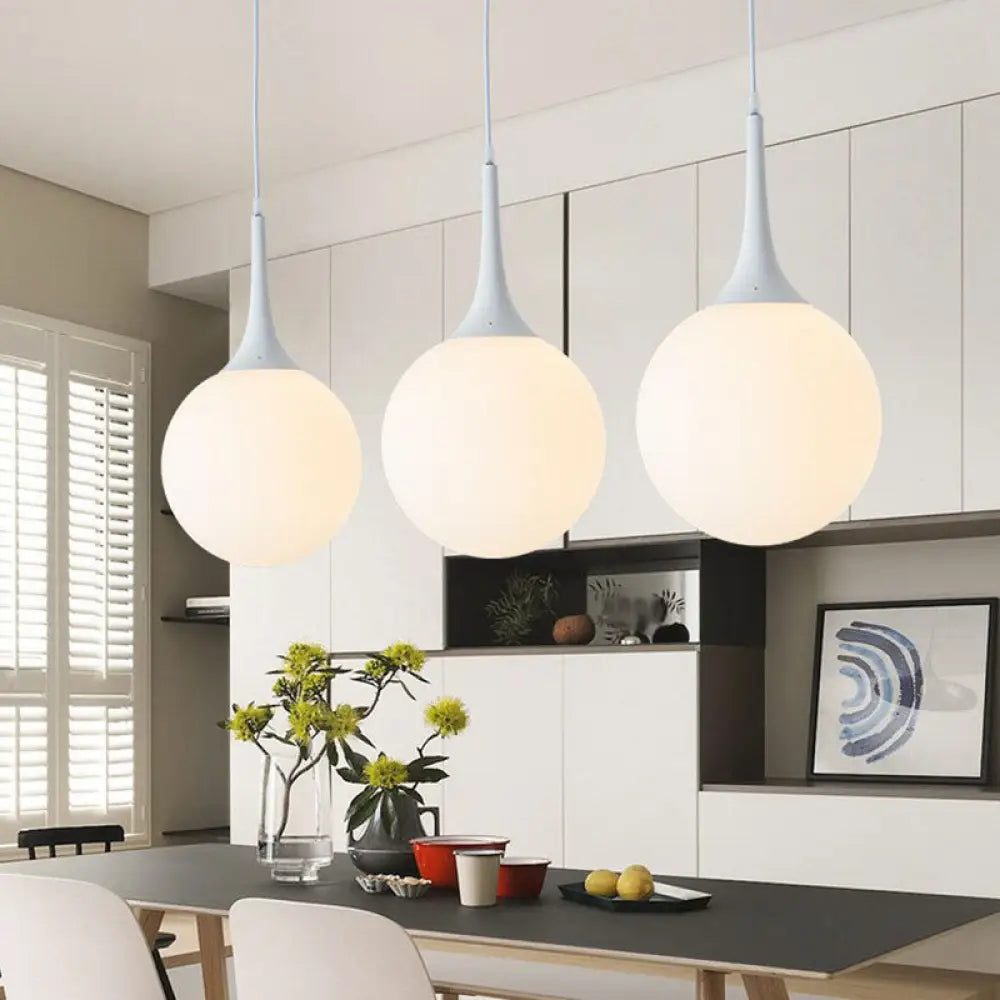 Sleek 1-Light Suspension Pendant: Minimalist Glass Hanging Light For Dining Room White / 8’