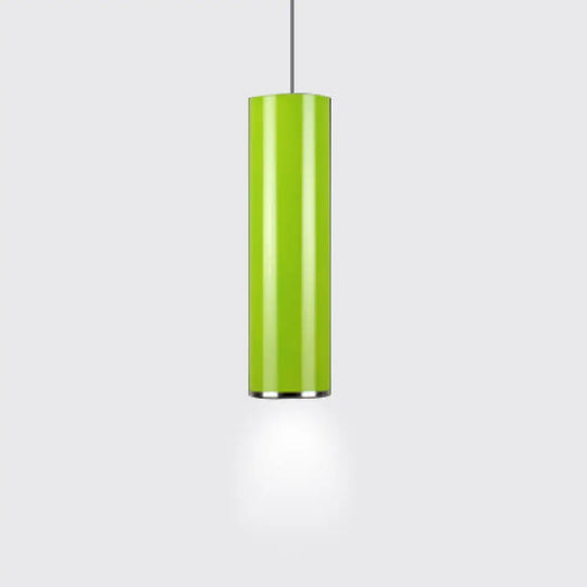 Sleek 11’/19’/23.5’ H Blue/Green Metal Cylinder Pendant Lamp - Simple Style 1 Head Bar