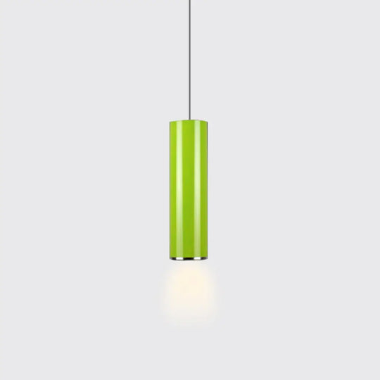 Sleek 11’/19’/23.5’ H Blue/Green Metal Cylinder Pendant Lamp - Simple Style 1 Head Bar