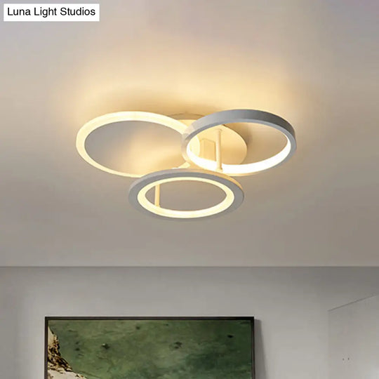 Sleek 16/19.5 W Metal Circular Semi Flush Mount Led Ceiling Light For Bedroom - White/Warm White /