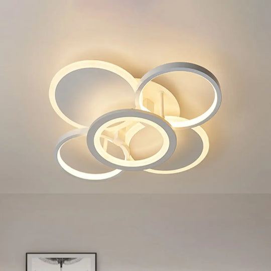 Sleek 16’/19.5’ W Metal Circular Semi Flush Mount Led Ceiling Light For Bedroom - White/Warm