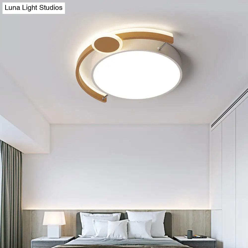 Sleek 16/19.5 Wide Led Flush Ceiling Light In Metallic Black/Gold For Bedroom White