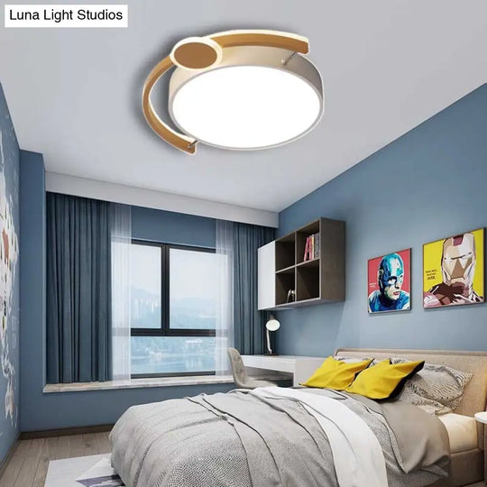 Sleek 16/19.5 Wide Led Flush Ceiling Light In Metallic Black/Gold For Bedroom White Gold / 16