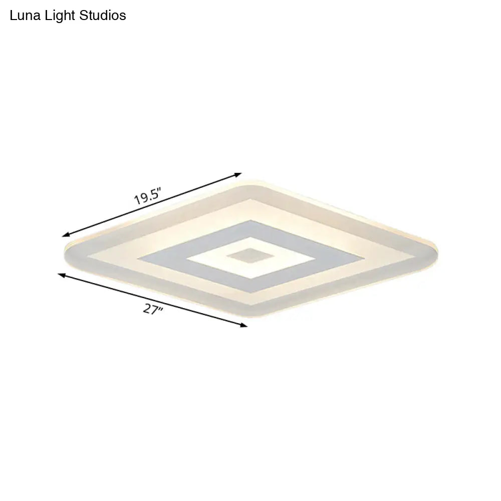 Sleek 23/31/47 Thin Acrylic Flush Mount Led Ceiling Lamp In Warm/White Light - White