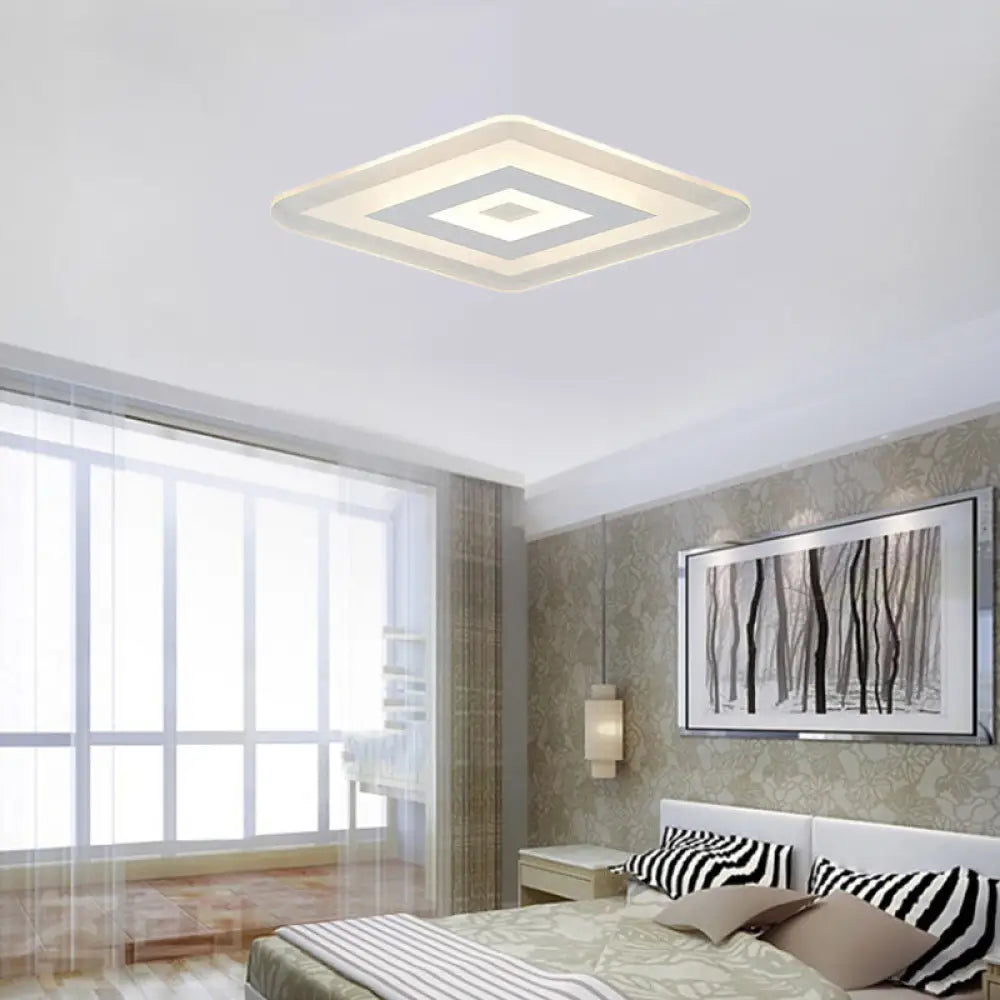 Sleek 23’/31’/47’ Thin Acrylic Flush Mount Led Ceiling Lamp In Warm/White Light - White / 23’ Warm