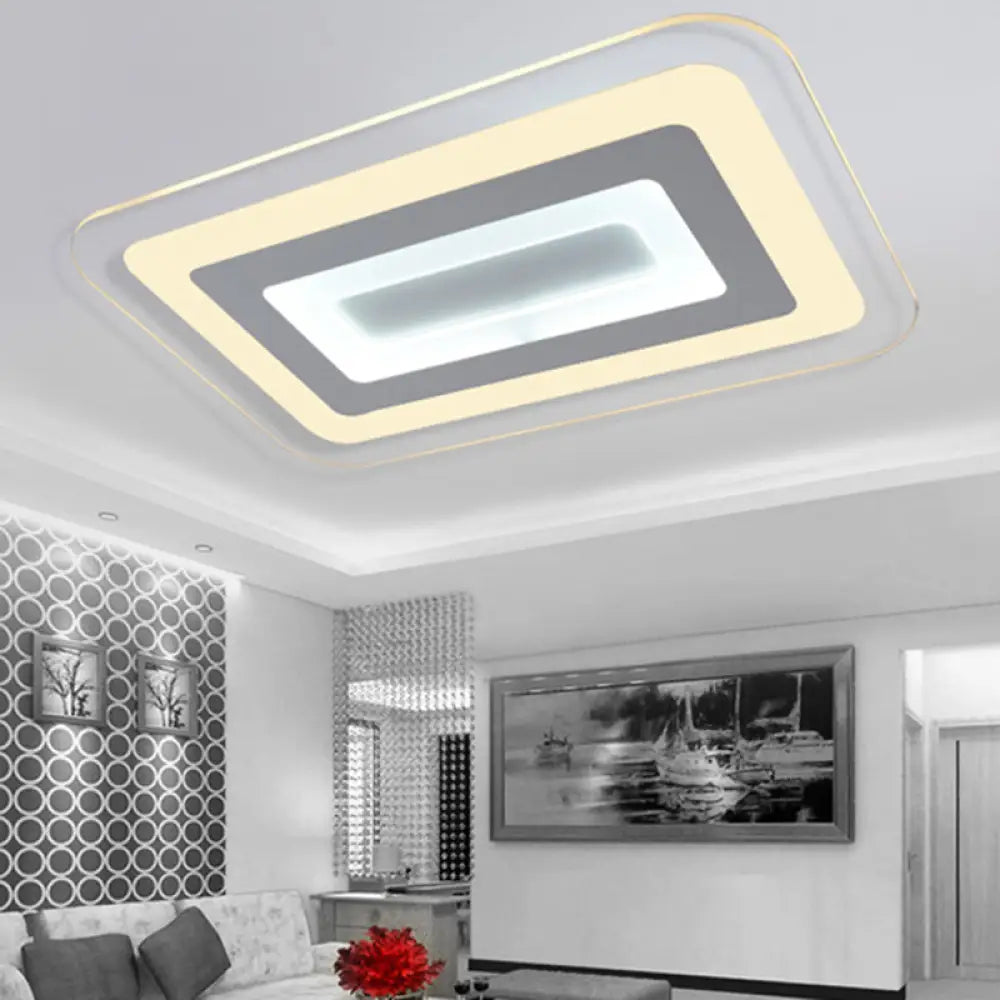Sleek 23’/31’/47’ Thin Acrylic Flush Mount Led Ceiling Lamp In Warm/White Light - White / 23.5’ Warm