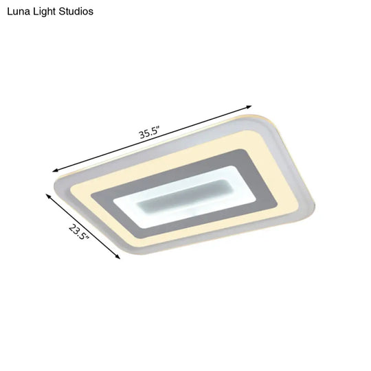 Sleek 23’/31’/47’ Thin Acrylic Flush Mount Led Ceiling Lamp In Warm/White Light - White