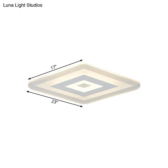 Sleek 23/31/47 Thin Acrylic Flush Mount Led Ceiling Lamp In Warm/White Light - White