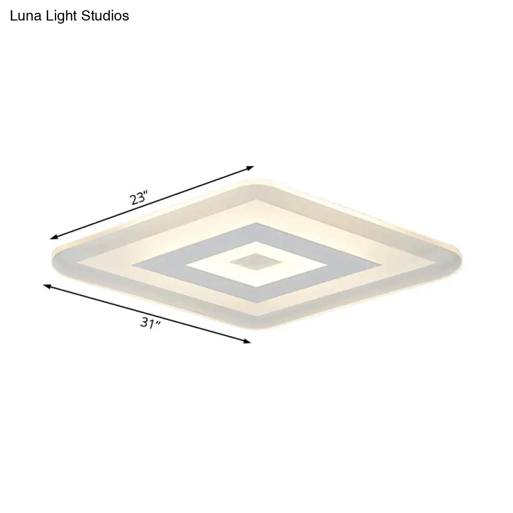 Sleek 23/31/47 Thin Acrylic Flush Mount Led Ceiling Lamp In Warm/White Light - White