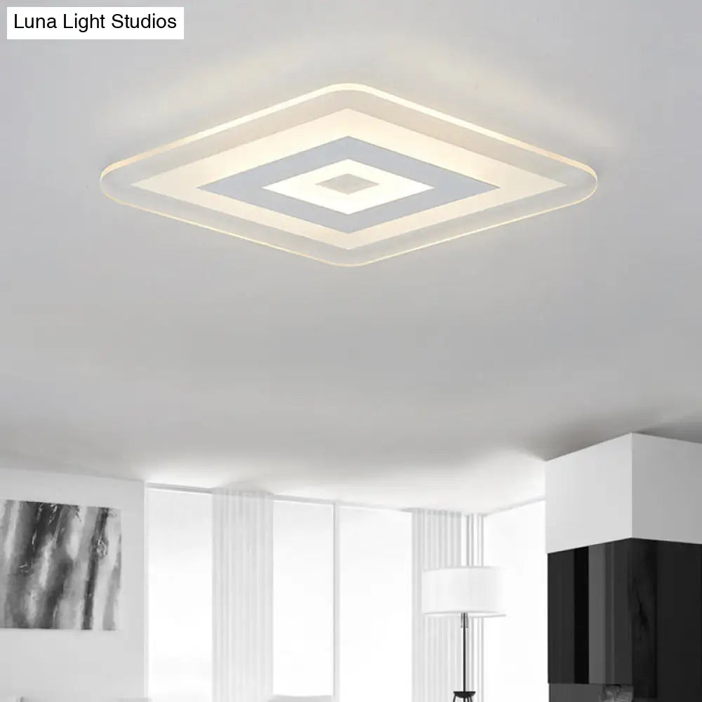 Sleek 23/31/47 Thin Acrylic Flush Mount Led Ceiling Lamp In Warm/White Light - White