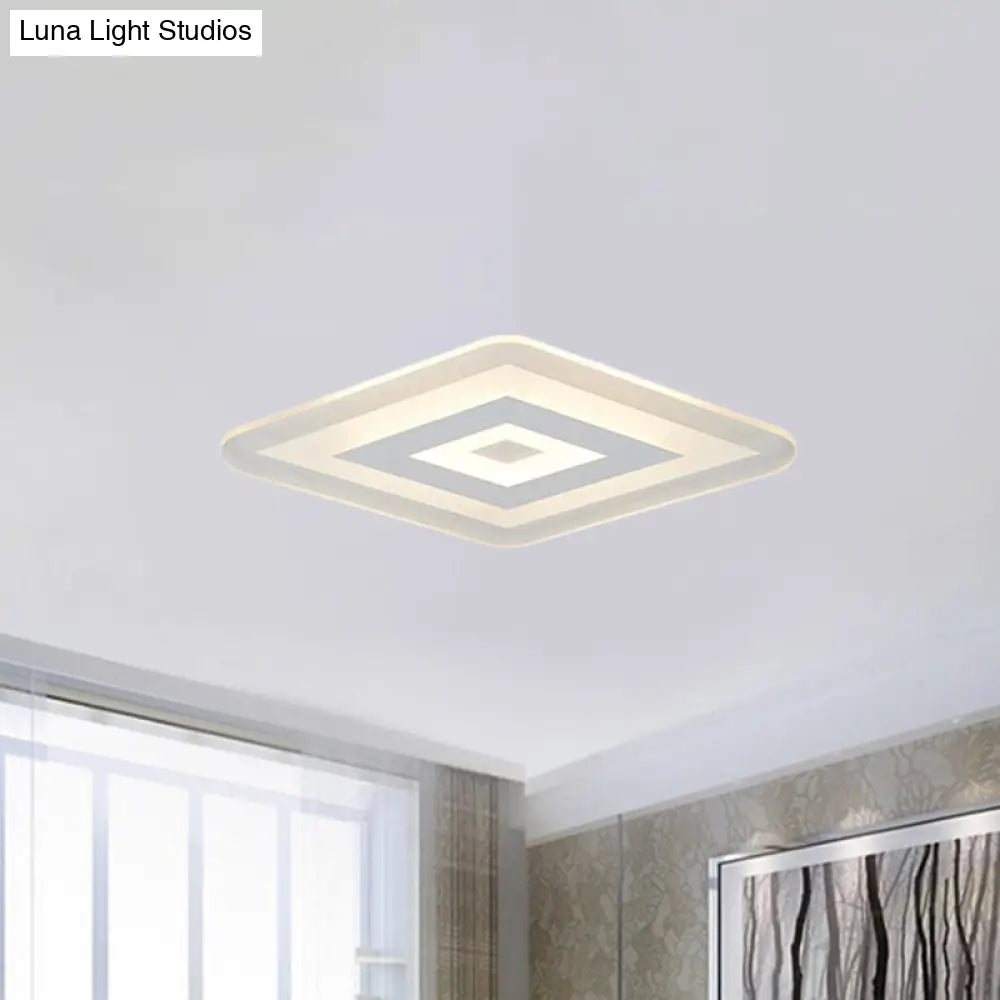 Sleek 23’/31’/47’ Thin Acrylic Flush Mount Led Ceiling Lamp In Warm/White Light - White