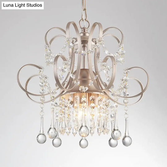 Sleek 3-Light Crystal Chandelier Pendant In Champagne For Living Room Ceiling