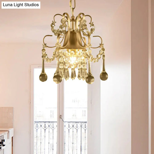 Sleek 3-Light Crystal Chandelier Pendant In Champagne For Living Room Ceiling