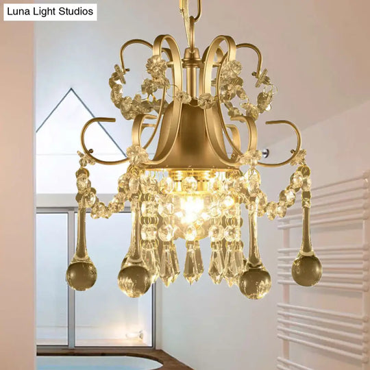 Sleek 3-Light Crystal Chandelier Pendant In Champagne For Living Room Ceiling