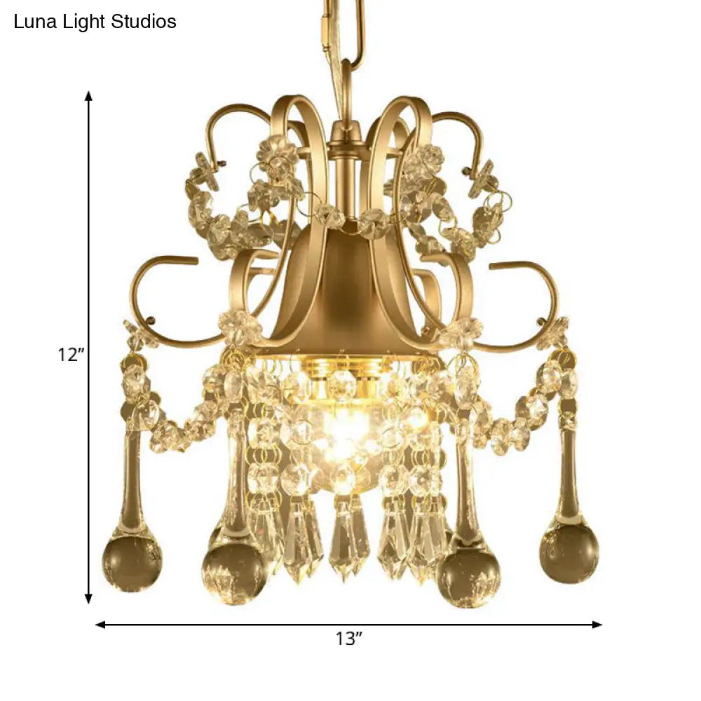 Sleek 3-Light Crystal Chandelier Pendant In Champagne For Living Room Ceiling