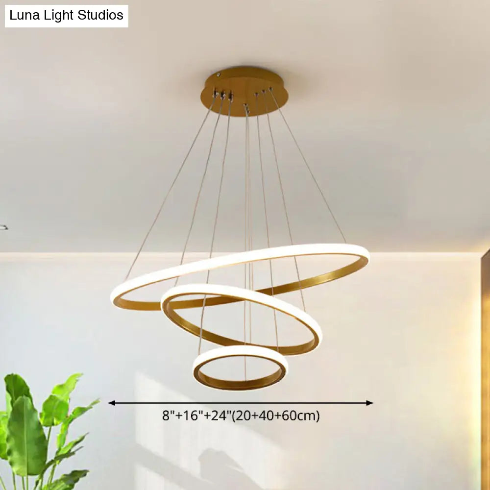 Sleek 3-Ring Led Ceiling Pendant Light: Modern Bedroom Lighting Fixture