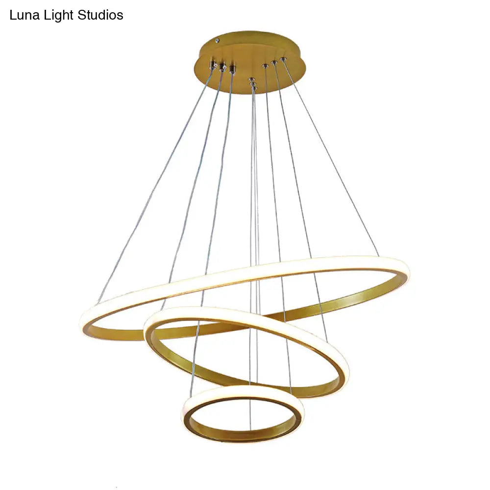 Sleek 3-Ring Led Ceiling Pendant Light: Modern Bedroom Lighting Fixture