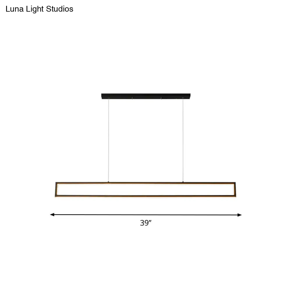 Sleek 39/47 Rectangular Hanging Lamp: Simplicity Aluminum Led Island Pendant For Dining Room With