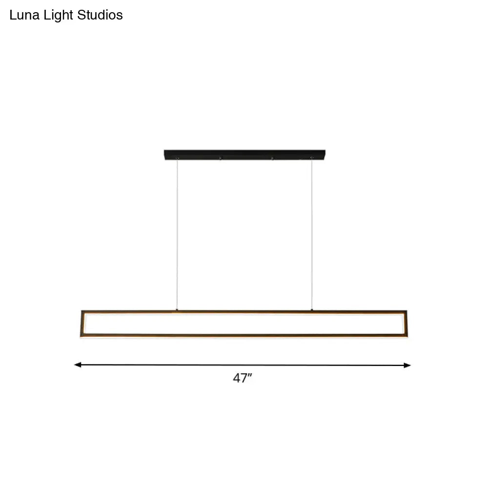 Sleek 39/47 Rectangular Hanging Lamp: Simplicity Aluminum Led Island Pendant For Dining Room With