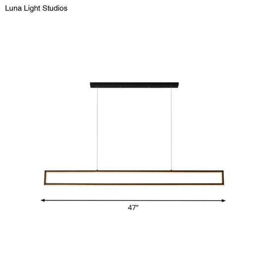 Sleek 39/47 Rectangular Hanging Lamp: Simplicity Aluminum Led Island Pendant For Dining Room With