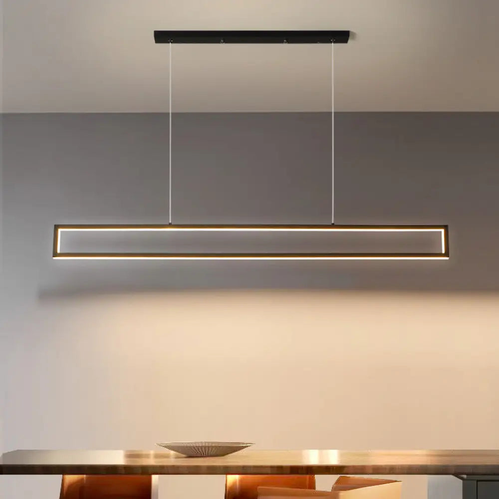 Sleek 39/47 Rectangular Hanging Lamp: Simplicity Aluminum Led Island Pendant For Dining Room With