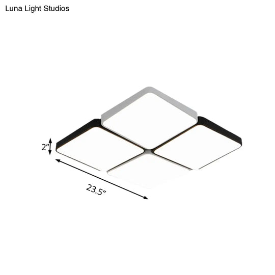 Sleek 4/6-Light Flush Mount With Acrylic Shade - White Rectangular/Squared Ceiling Lamp Warm/White