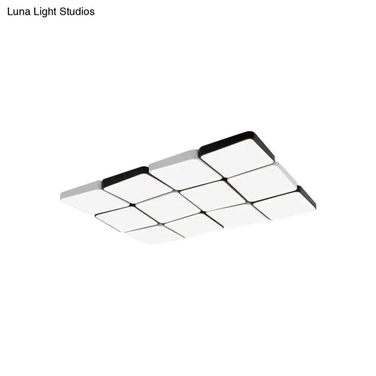 Sleek 4/6-Light Flush Mount With Acrylic Shade - White Rectangular/Squared Ceiling Lamp Warm/White