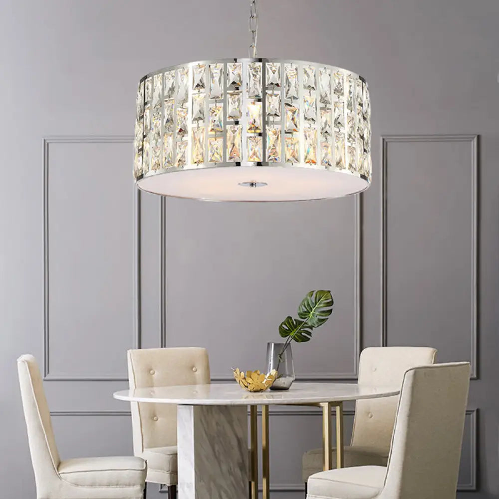 Sleek 5-Light Crystal Chandelier In Chrome With Diffuser – Elegant Hanging Ceiling Fixture