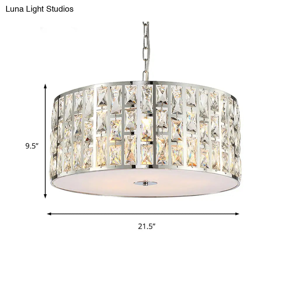 Sleek 5-Light Crystal Chandelier In Chrome With Diffuser – Elegant Hanging Ceiling Fixture