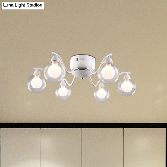 Sleek 6-Light Starburst Ceiling Fixture With Metal Ball Glass Shade - Ideal For Bedroom. Mounts