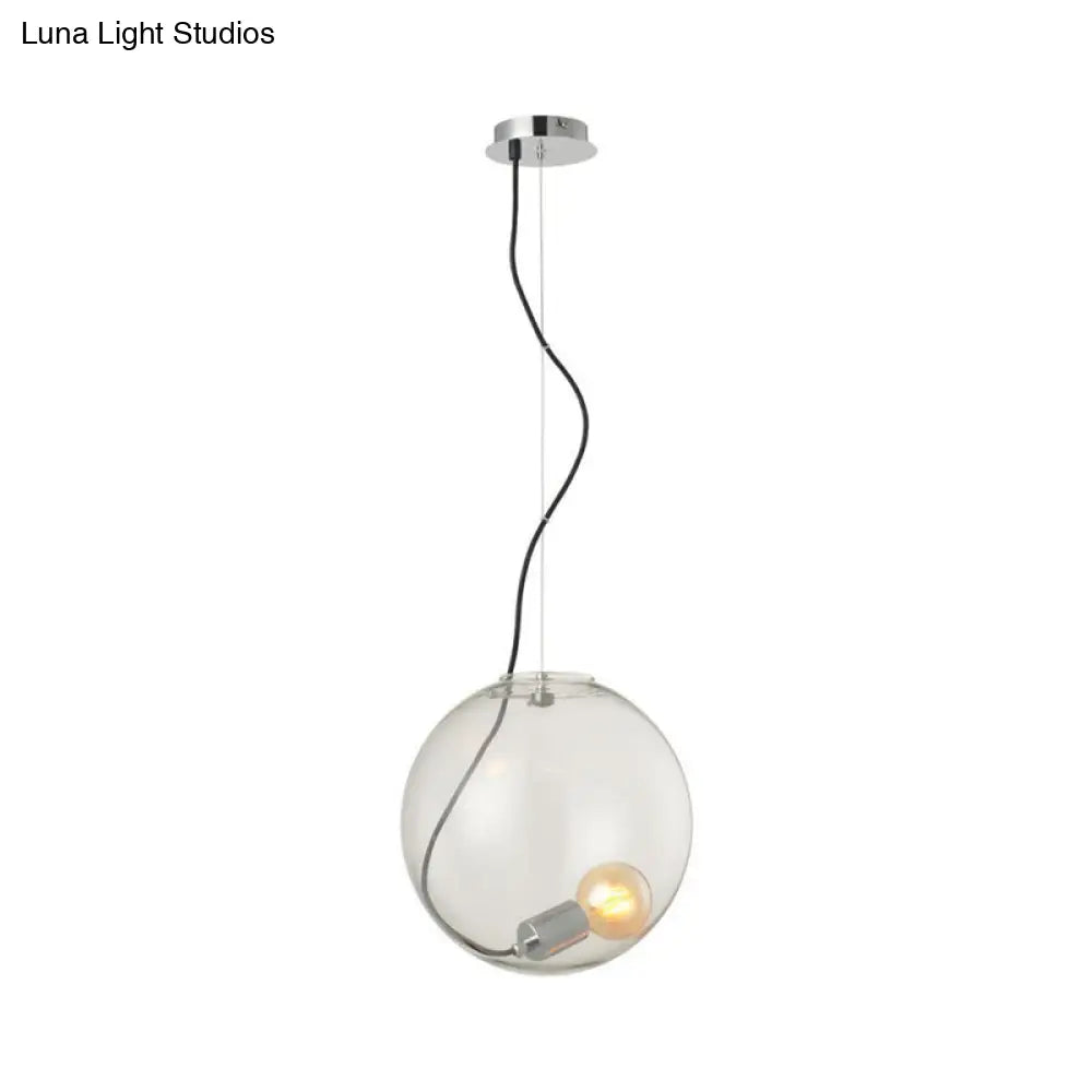 Clear Glass Sphere Dining Room Pendant Light - 1-Bulb 8/10/12 Wide