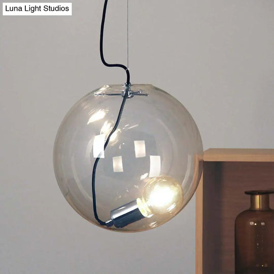 Clear Glass Sphere Dining Room Pendant Light - 1-Bulb 8/10/12 Wide / 8