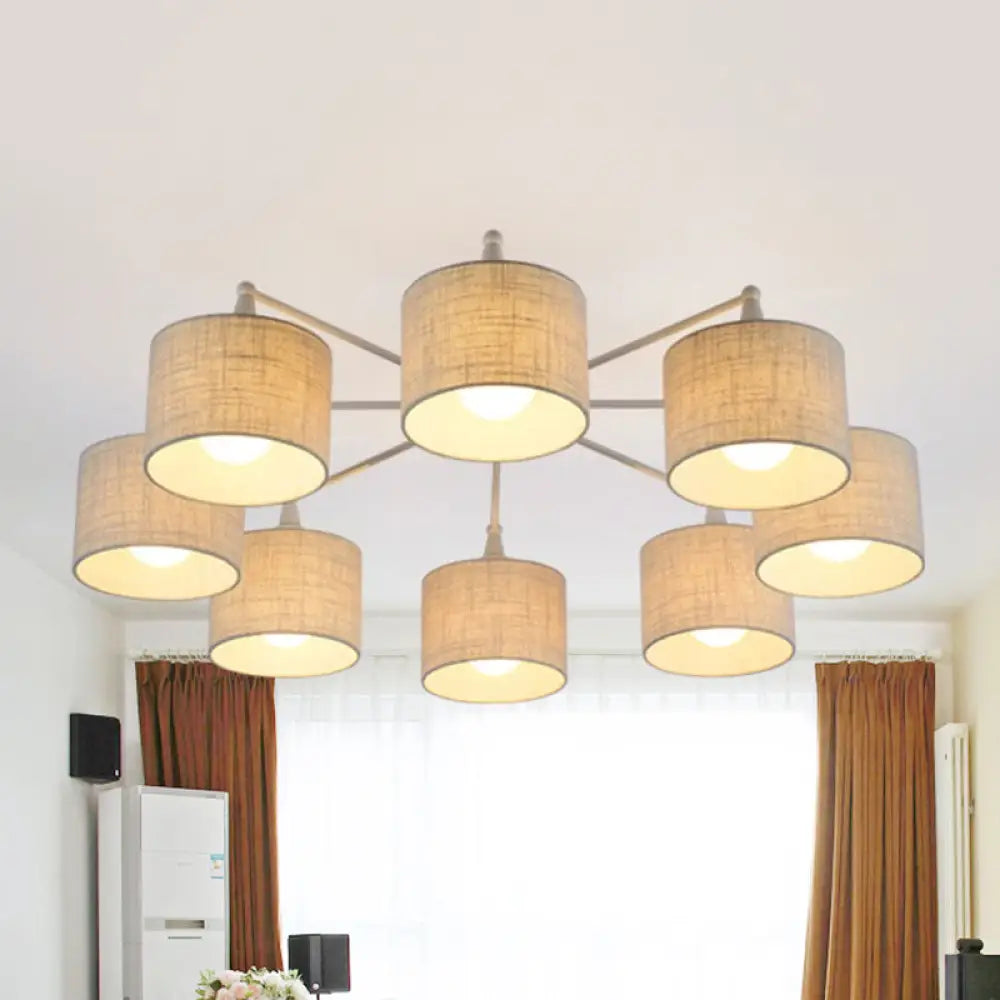 Sleek 8 - Light Fabric Sputnik Pendant Chandelier For Living Room - Minimalist Design